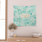 Adventure is Calling - Turquoise & Gold Palette Wall Tapestry Gallery Image 2