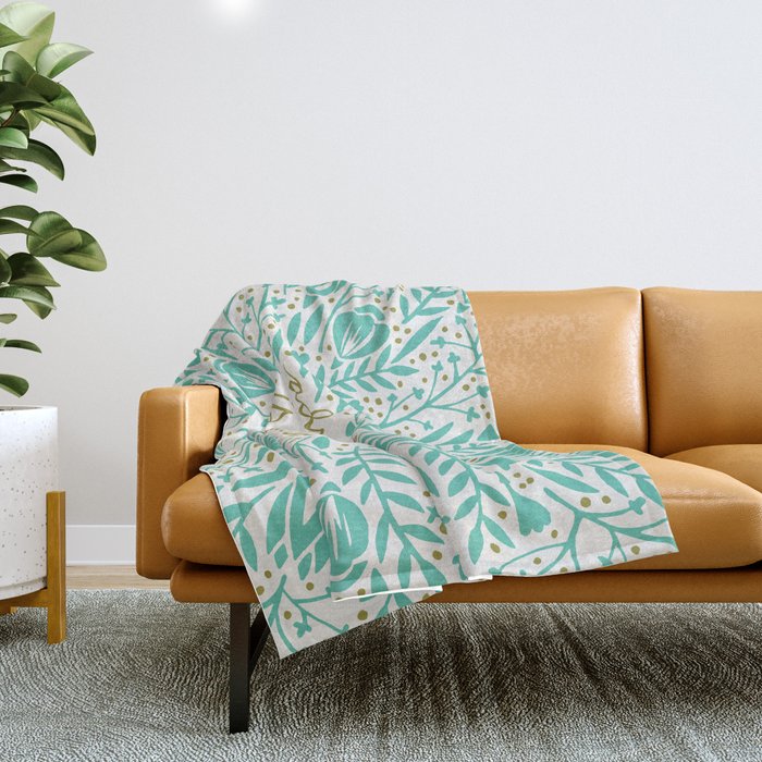Adventure is Calling - Turquoise & Gold Palette Throw Blanket Gallery Image 1