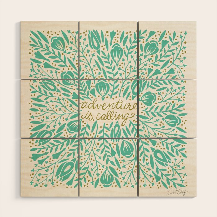 Adventure is Calling - Turquoise & Gold Palette Wood Wall Art Gallery Image 1