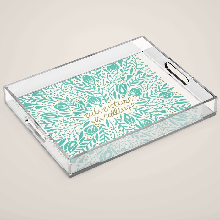 Adventure is Calling - Turquoise & Gold Palette Acrylic Tray Gallery Image 1