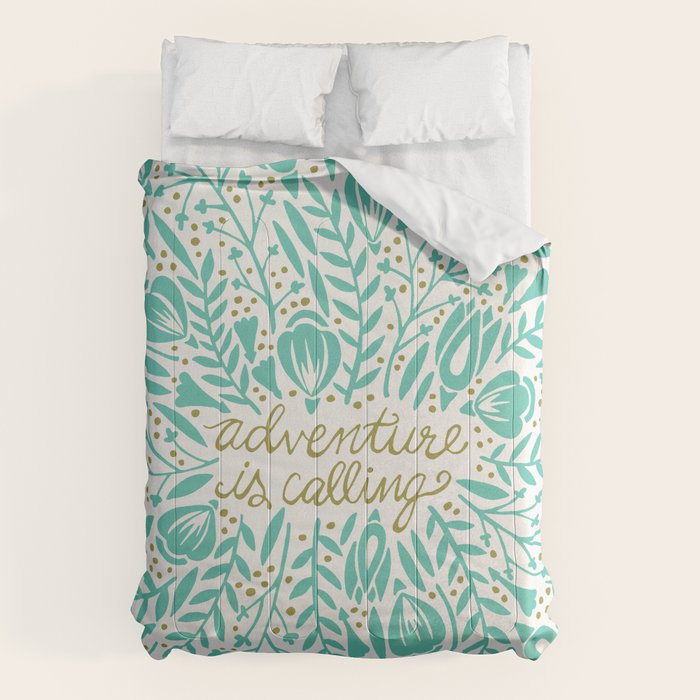 Adventure is Calling - Turquoise & Gold Palette Comforter Gallery Image 1