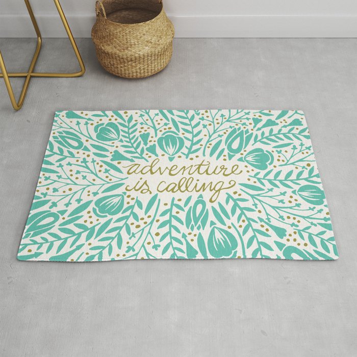 Adventure is Calling - Turquoise & Gold Palette Rug Gallery Image 1