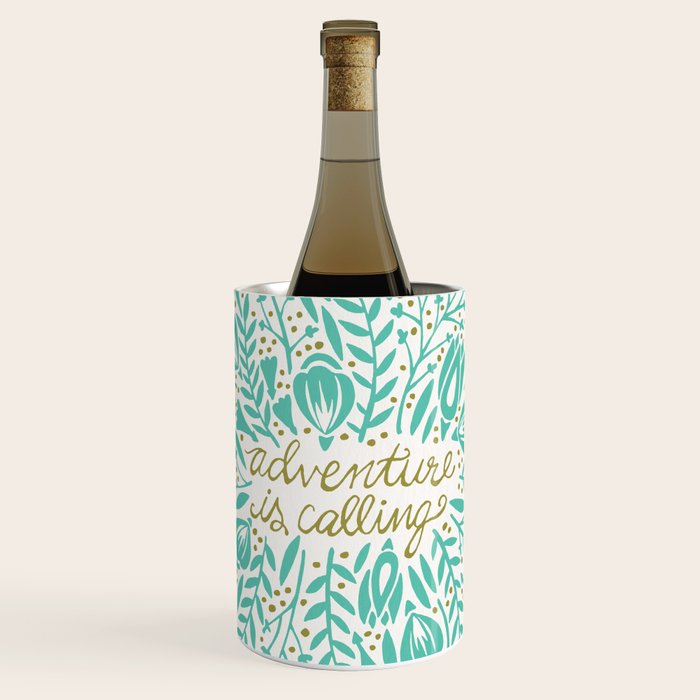 Adventure is Calling - Turquoise & Gold Palette Wine Chiller Gallery Image 1