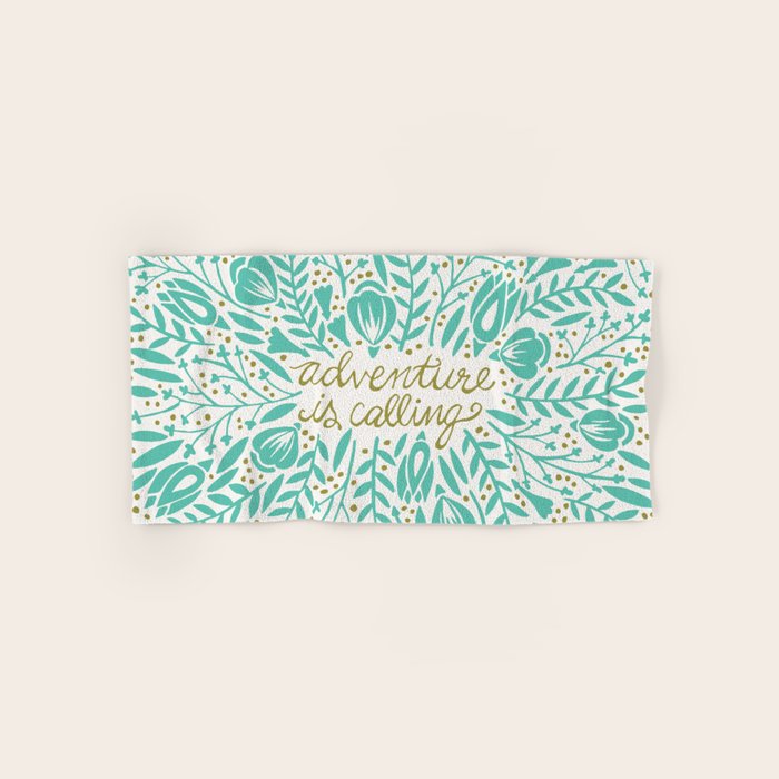 Adventure is Calling - Turquoise & Gold Palette Bath Towel Gallery Image 1