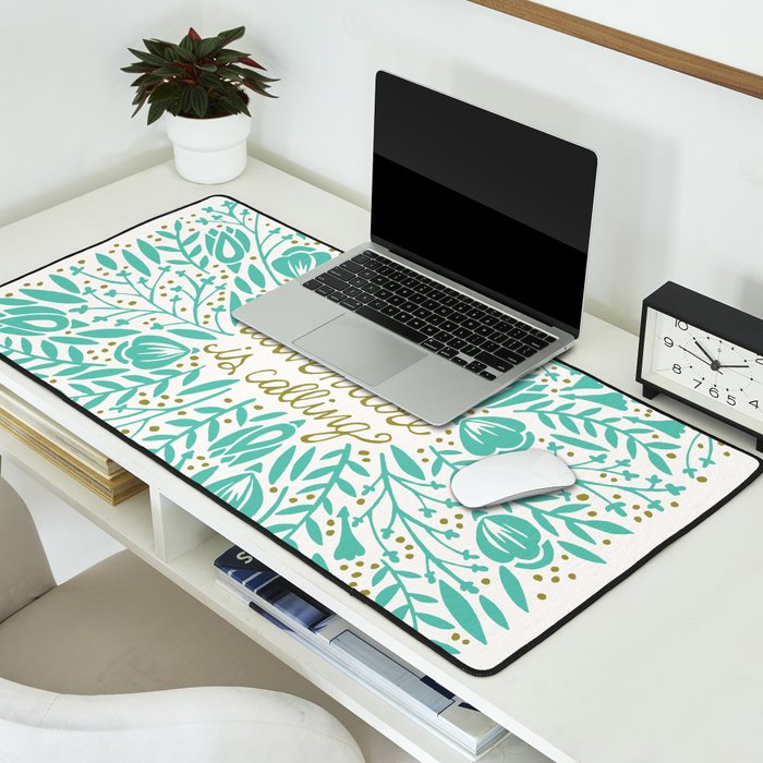 Adventure is Calling - Turquoise & Gold Palette Desk Mat Gallery Image 2