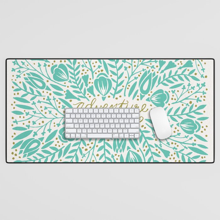 Adventure is Calling - Turquoise & Gold Palette Desk Mat Gallery Image 1