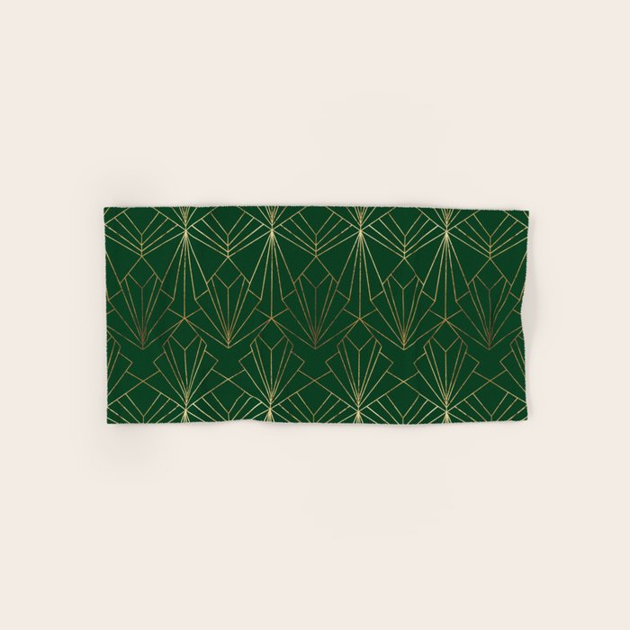 Art Deco in Emerald Green - Large Scale Bath Towel Gallery Image 1
