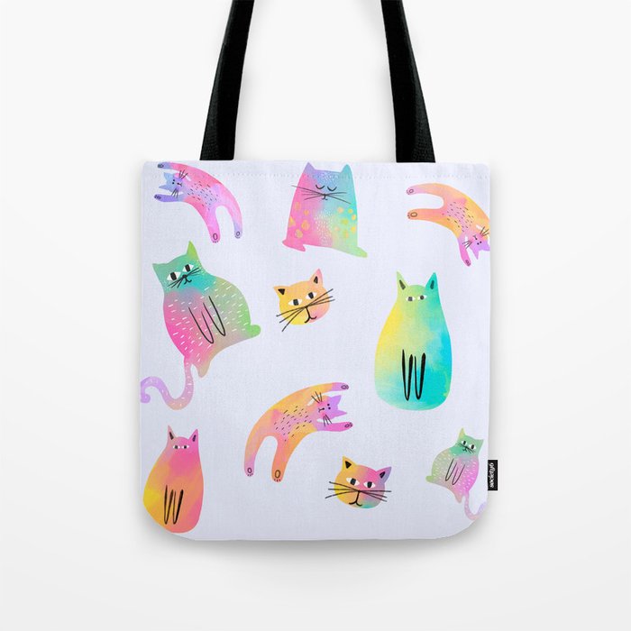 Rainbow Cats Pastel Tote Bag Gallery Image 1