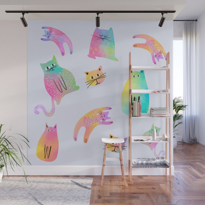 Rainbow Cats Pastel Wall Mural Gallery Image 1