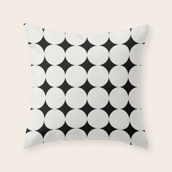 Circular Minimalism - Black & White Throw Pillow Gallery Image 1