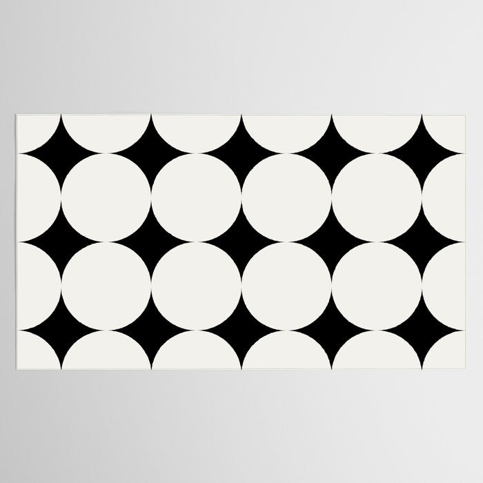 Circular Minimalism - Black & White Tablecloth Gallery Image 2