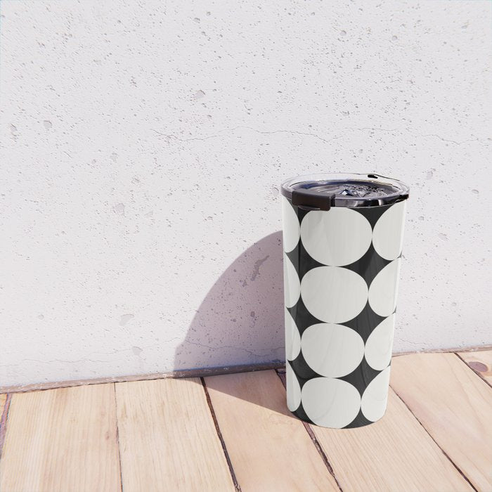 Circular Minimalism - Black & White Travel Mug Gallery Image 4