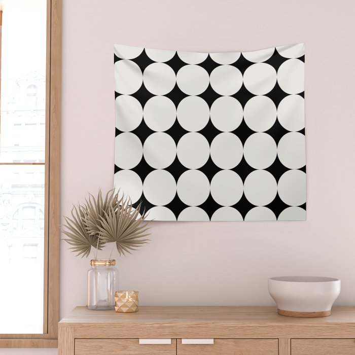 Circular Minimalism - Black & White Wall Tapestry Gallery Image 2