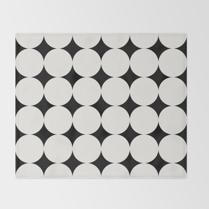 Circular Minimalism - Black & White Throw Blanket Gallery Image 2