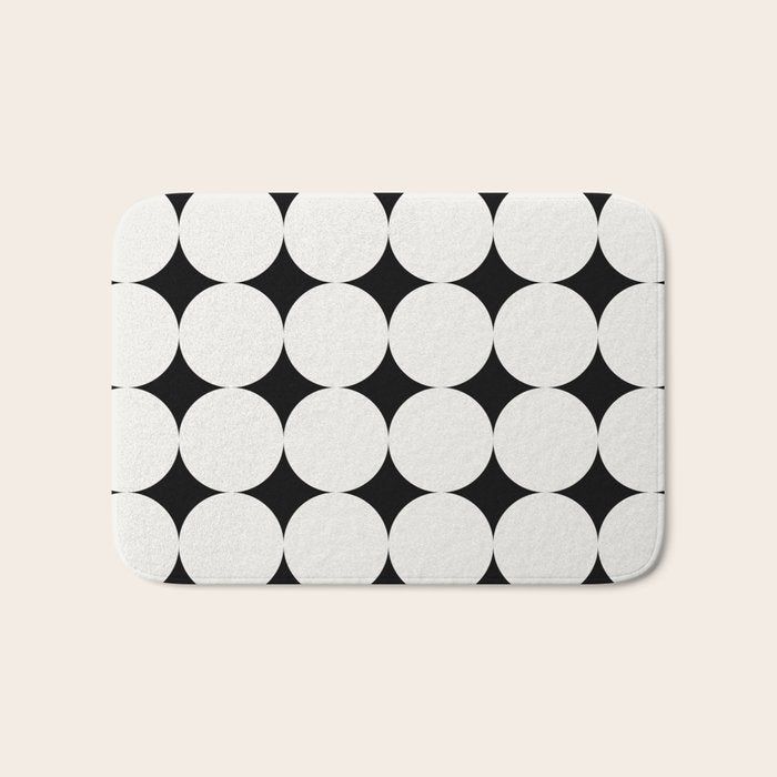 Circular Minimalism - Black & White Bath Mat Gallery Image 1
