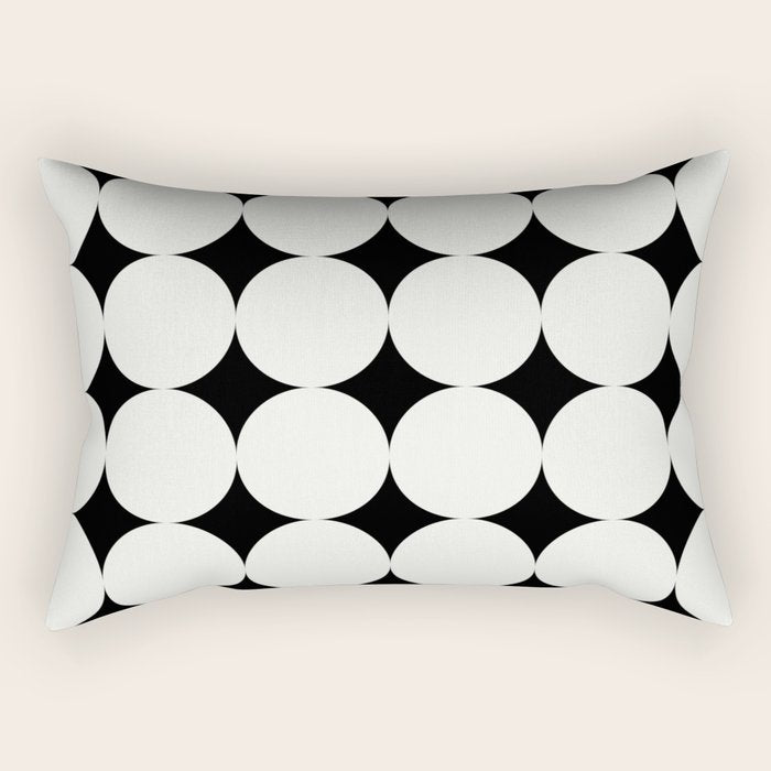 Circular Minimalism - Black & White Rectangular Pillow Gallery Image 2