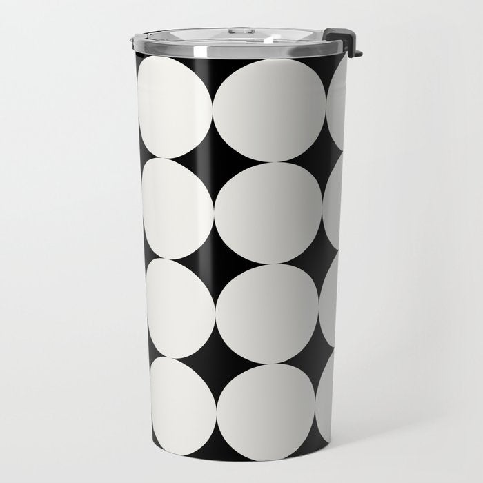 Circular Minimalism - Black & White Travel Mug Gallery Image 2