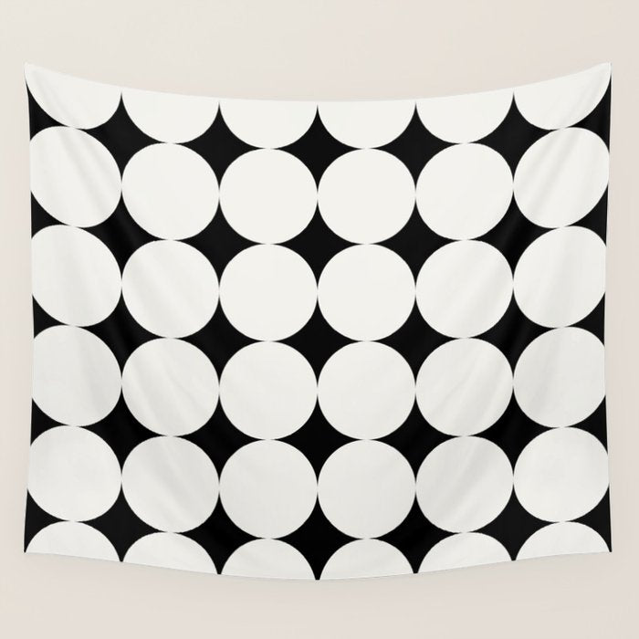 Circular Minimalism - Black & White Wall Tapestry Gallery Image 1