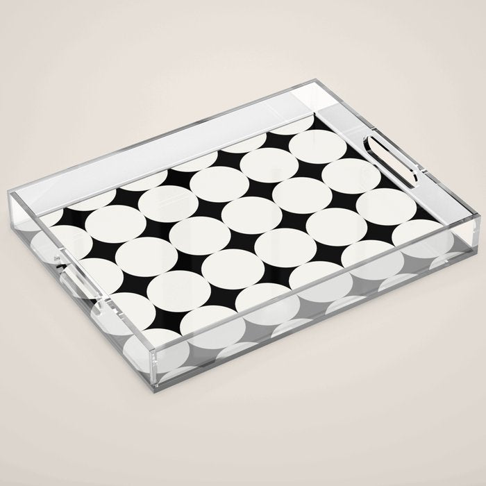 Circular Minimalism - Black & White Acrylic Tray Gallery Image 1