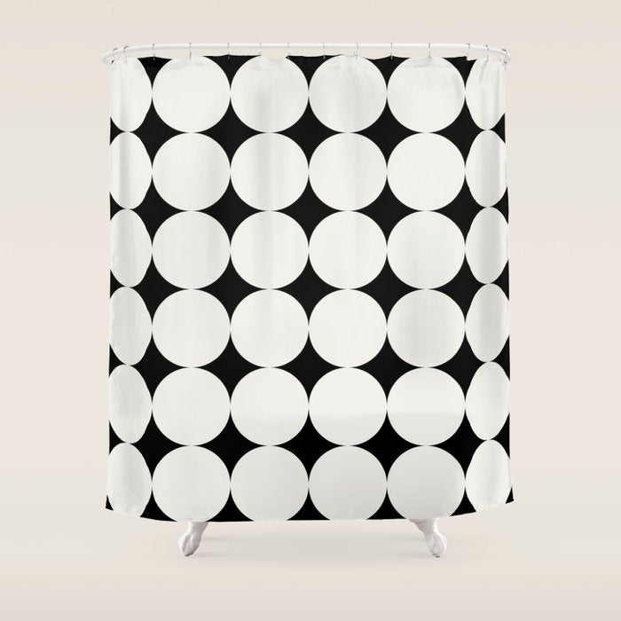 Circular Minimalism - Black & White Shower Curtain Gallery Image 1