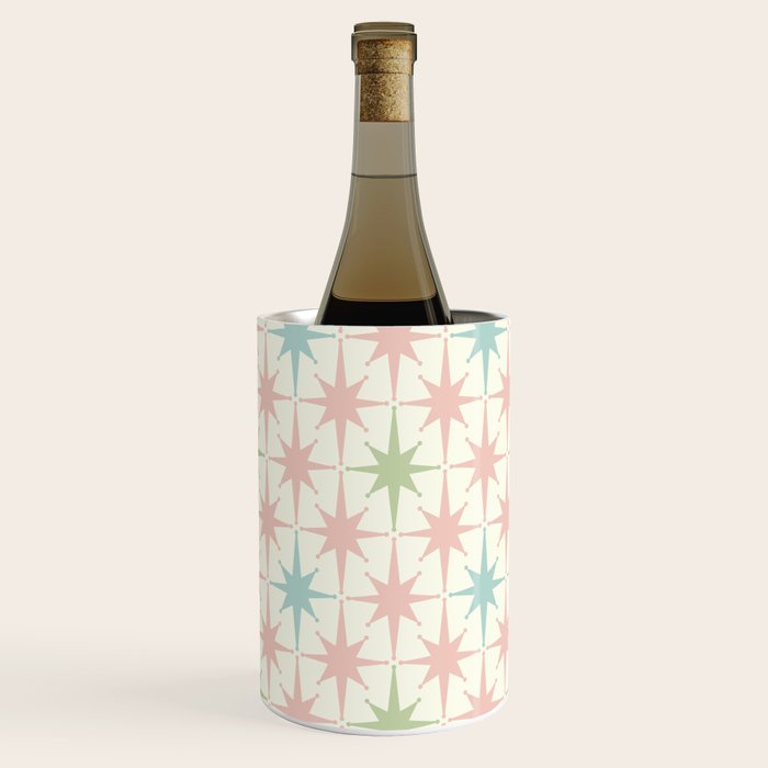 Mid Century Modern Atomic Stars Soft Pastel Retro Starburst Pattern Wine Chiller Gallery Image 3