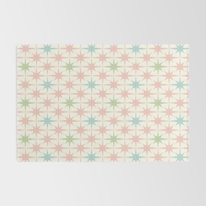 Mid Century Modern Atomic Stars Soft Pastel Retro Starburst Pattern Rug Gallery Image 2