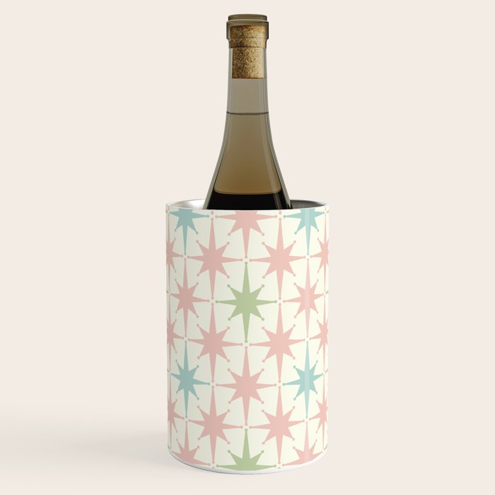 Mid Century Modern Atomic Stars Soft Pastel Retro Starburst Pattern Wine Chiller Gallery Image 1