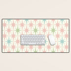 Mid Century Modern Atomic Stars Soft Pastel Retro Starburst Pattern Desk Mat Gallery Image 1