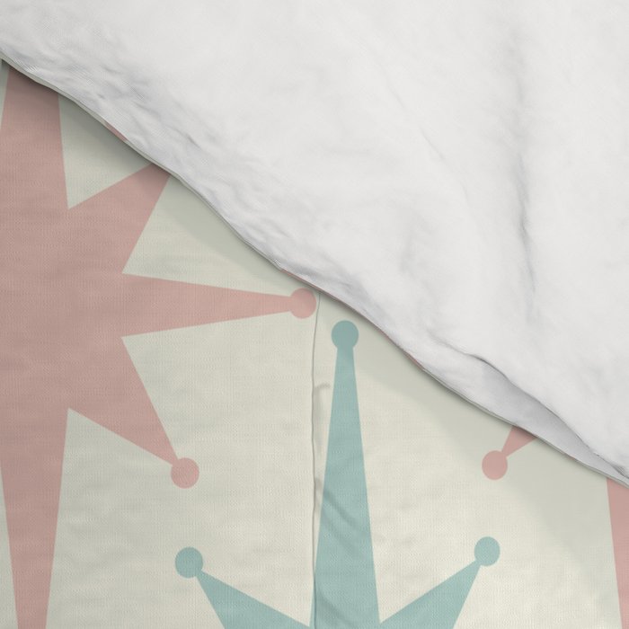 Mid Century Modern Atomic Stars Soft Pastel Retro Starburst Pattern Comforter Gallery Image 4