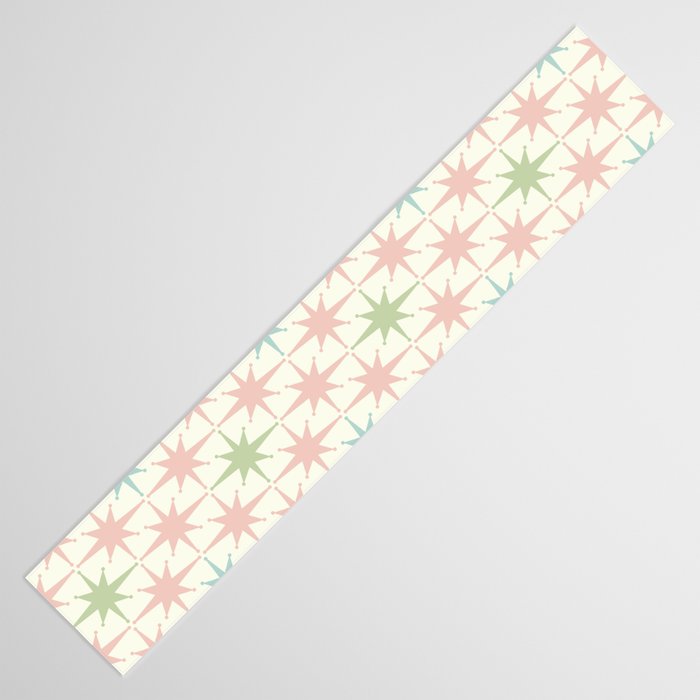 Mid Century Modern Atomic Stars Soft Pastel Retro Starburst Pattern Table Runner Gallery Image 3