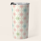 Mid Century Modern Atomic Stars Soft Pastel Retro Starburst Pattern Travel Mug Gallery Image 3