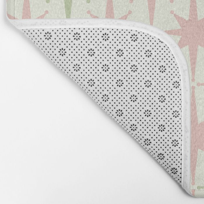 Mid Century Modern Atomic Stars Soft Pastel Retro Starburst Pattern Bath Mat Gallery Image 2