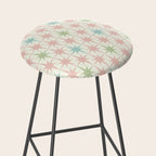 Mid Century Modern Atomic Stars Soft Pastel Retro Starburst Pattern Stool Gallery Image 2