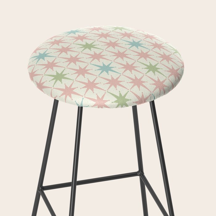 Mid Century Modern Atomic Stars Soft Pastel Retro Starburst Pattern Stool Gallery Image 2