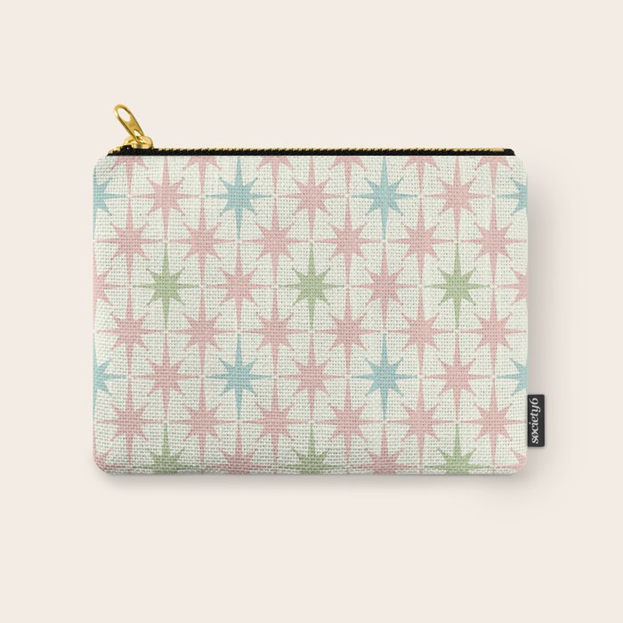 Mid Century Modern Atomic Stars Soft Pastel Retro Starburst Pattern Carry All Pouch Gallery Image 1