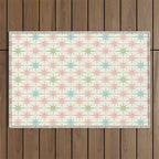 Mid Century Modern Atomic Stars Soft Pastel Retro Starburst Pattern Outdoor Rug Gallery Image 1