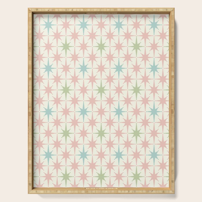 Mid Century Modern Atomic Stars Soft Pastel Retro Starburst Pattern Serving Tray Gallery Image 1