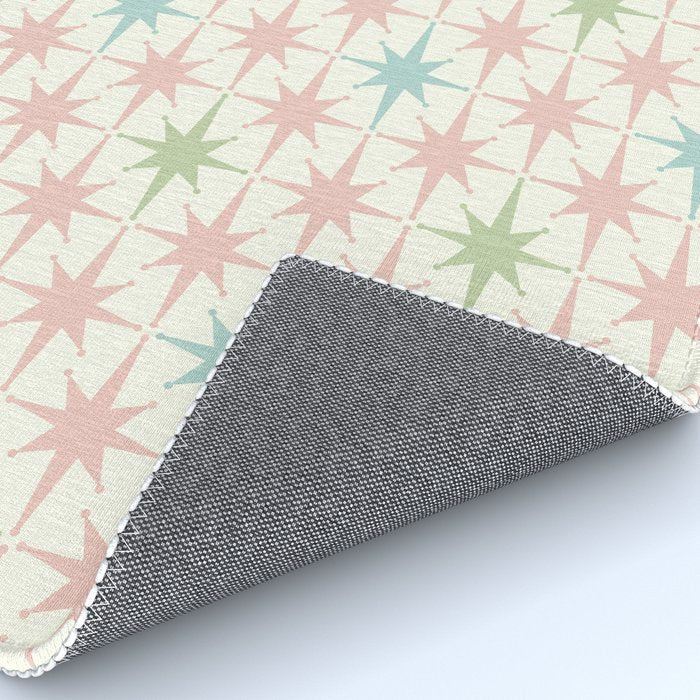 Mid Century Modern Atomic Stars Soft Pastel Retro Starburst Pattern Rug Gallery Image 4