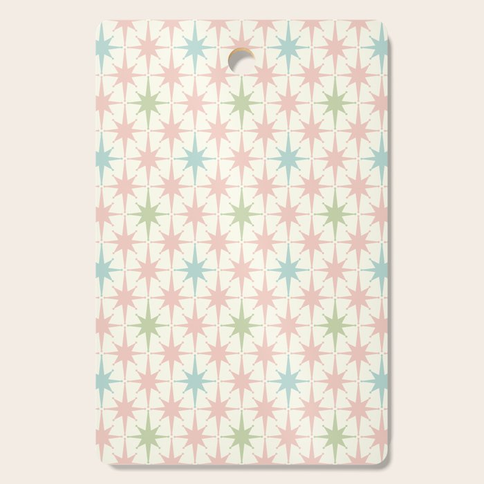 Mid Century Modern Atomic Stars Soft Pastel Retro Starburst Pattern Cutting Board Gallery Image 1