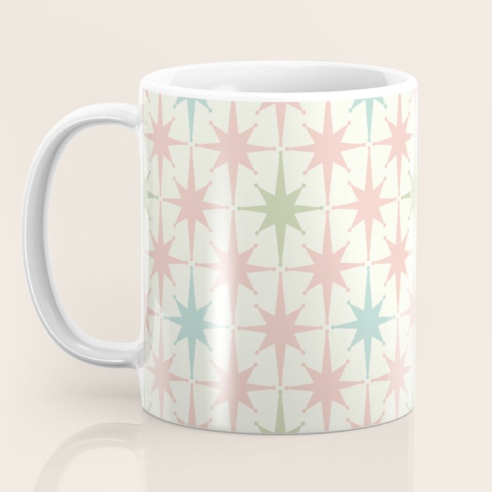 Mid Century Modern Atomic Stars Soft Pastel Retro Starburst Pattern Coffee Mug Gallery Image 3
