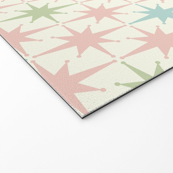 Mid Century Modern Atomic Stars Soft Pastel Retro Starburst Pattern Welcome Mat Gallery Image 2