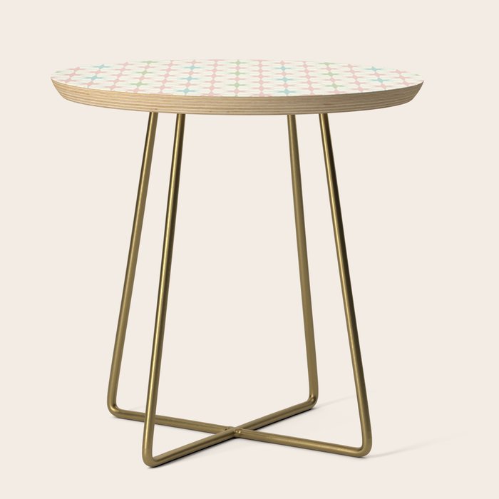 Mid Century Modern Atomic Stars Soft Pastel Retro Starburst Pattern Side Table Gallery Image 1