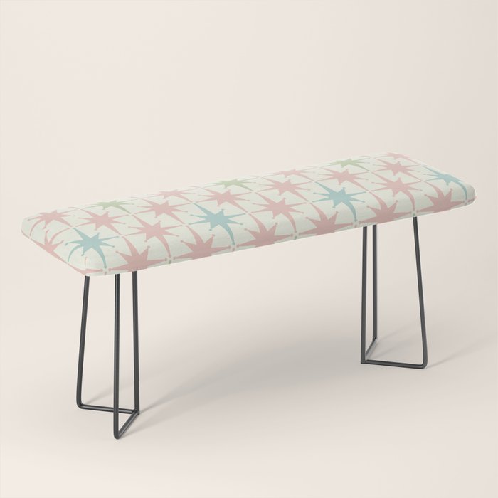 Mid Century Modern Atomic Stars Soft Pastel Retro Starburst Pattern Bench Gallery Image 1