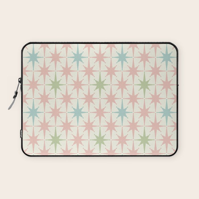 Mid Century Modern Atomic Stars Soft Pastel Retro Starburst Pattern Laptop Sleeve Gallery Image 1