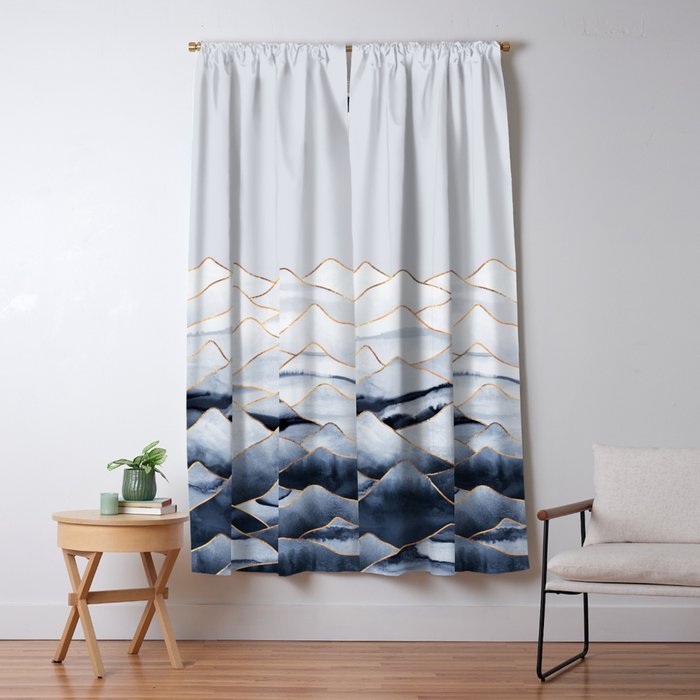 Mountains 2 - Gold Colored Lines Window Curtain Gallery Image 5
