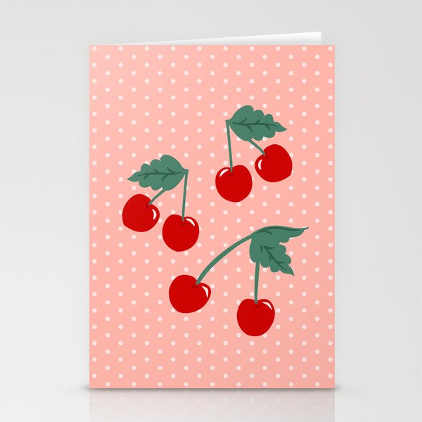 Cherry Kitsch on Pink Stationery Card Gallery Image 2