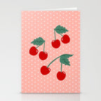 Cherry Kitsch on Pink Stationery Card Gallery Image 2