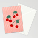 Cherry Kitsch on Pink Stationery Card Gallery Image 2