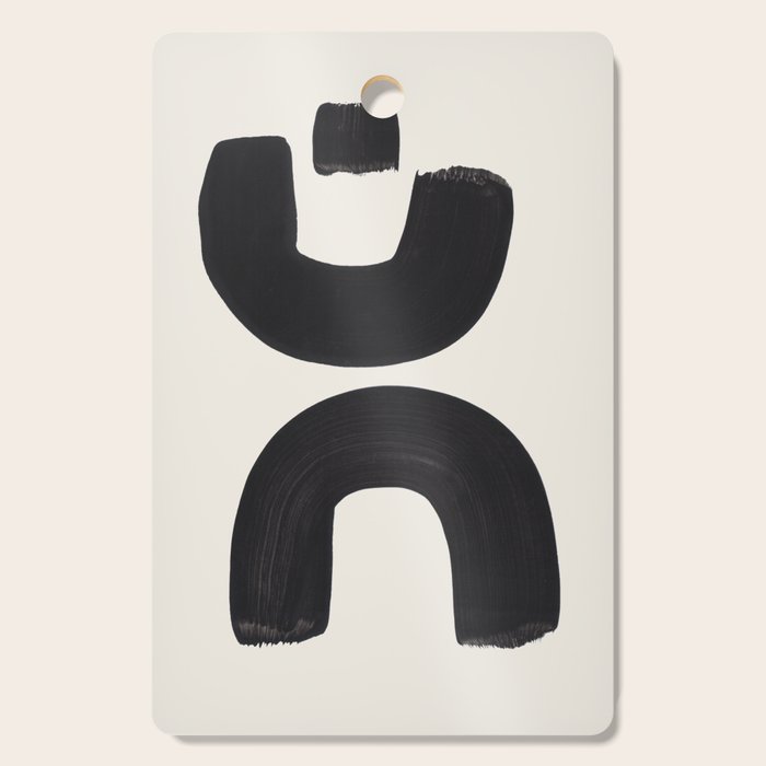 Mid Century Modern Minimalist Abstract Art Brush Strokes Black & White Ink Art Tribal Marking Cutting Board Gallery Image 1
