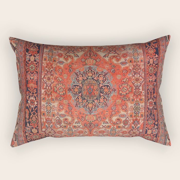 Antique Hamadan 19th Century Authentic Colorful Deep Rich Red Redish Vintage Patterns Rectangular Pillow Gallery Image 1